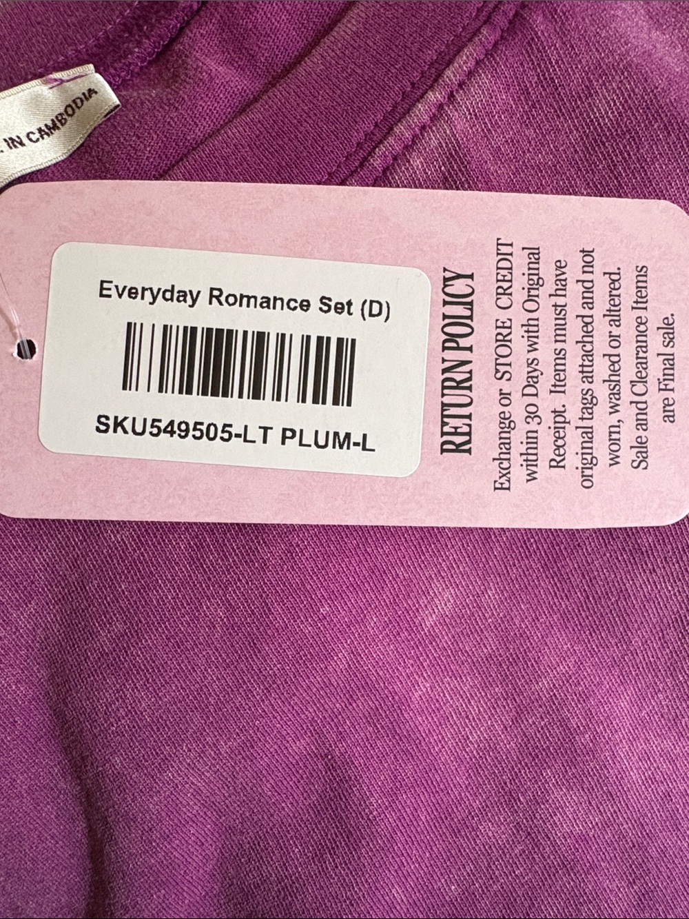 Zenana Outfitters Washed plum Short Sleeve set - Picture 3 of 5
